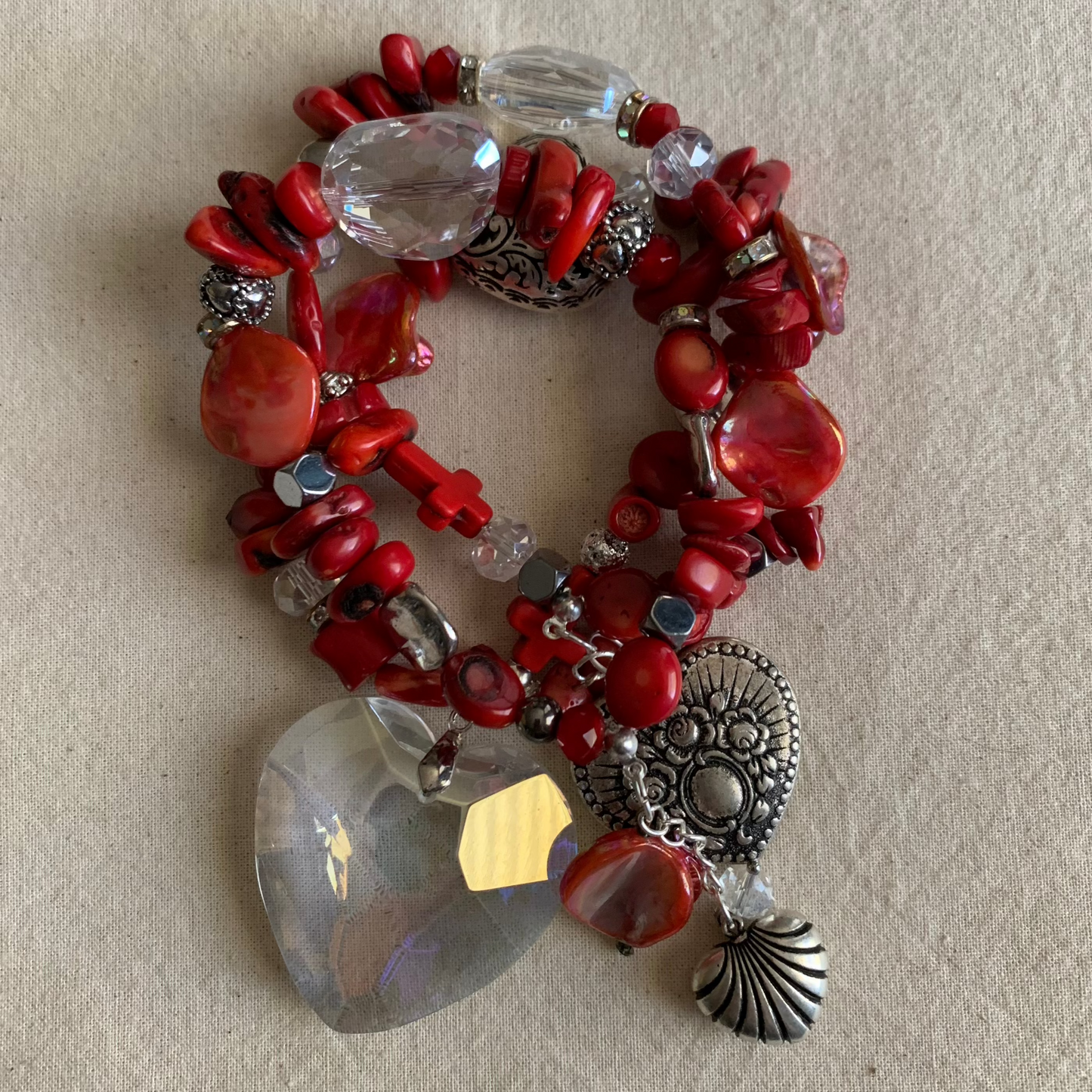 Western Coral Heart Weekend Bracelet Stack Set