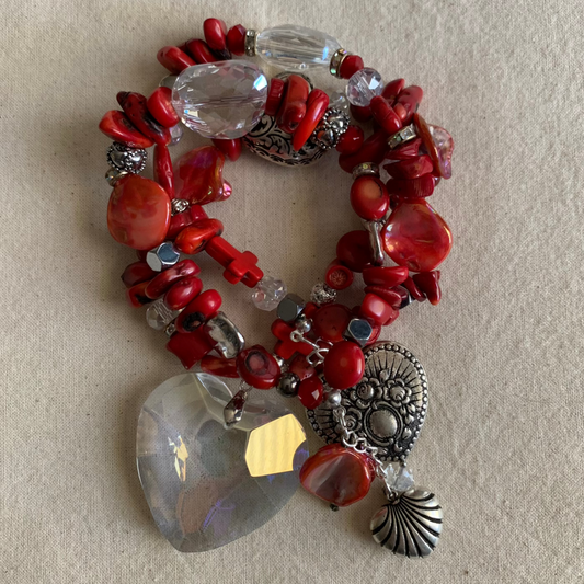 Western Coral Heart Weekend Bracelet Stack Set