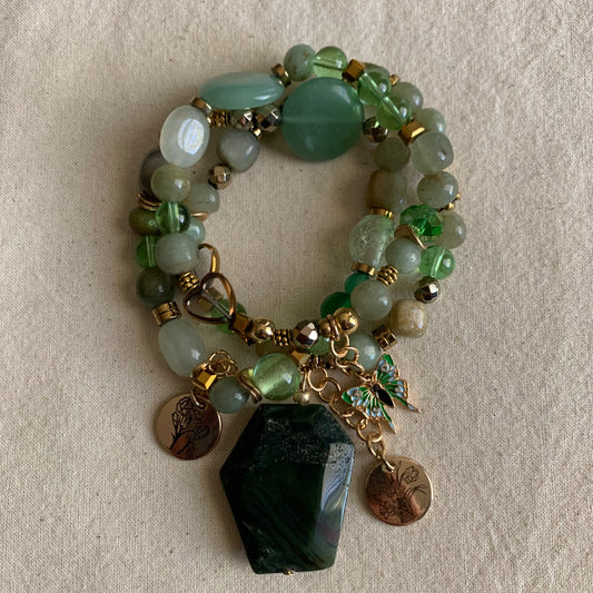 Moss Agate Weekend Bracelet Stack Set