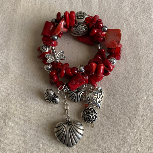 Western Red Coral Weekend Bracelet Stack Set